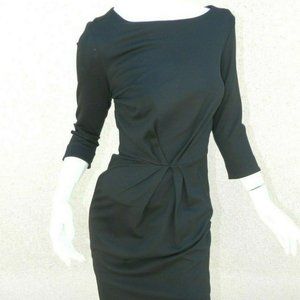 Jigsaw‎ Dress Size 2 Black Stretch Rouched Waisted Heavy Knit LBD
